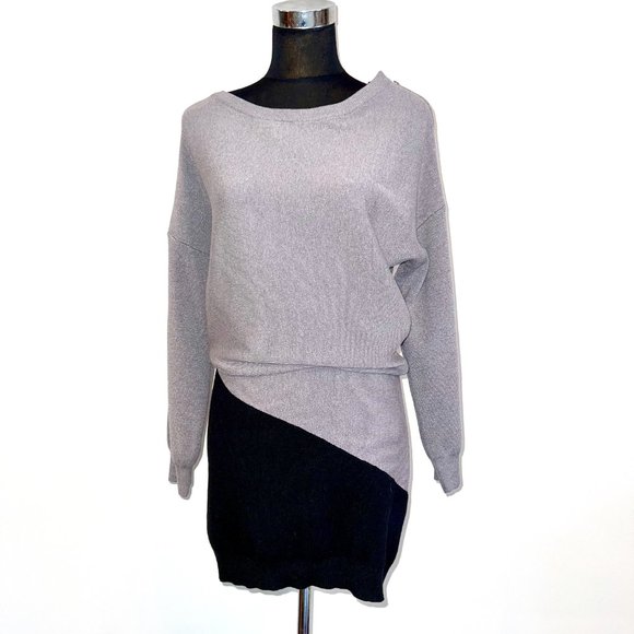 NWT Gray & Black Long Sleeve Sweater Dress Tunic with Zipper Accent - Picture 5 of 10